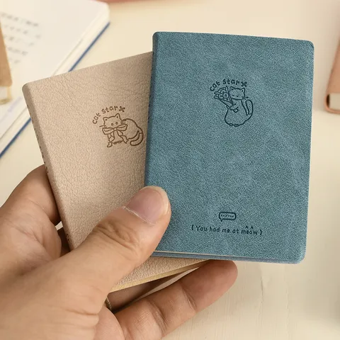 Mini Carnet de Poche Mignon Thème Étoile de Chat Journal Rigide Agenda Écriture Quotidienne Papeterie Cadeau