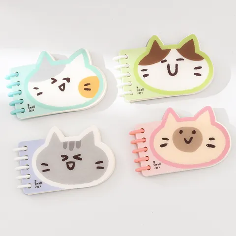 Cuaderno de Bolsillo con Diseño de Gato de Dibujos Animados Lindo Bloc de Notas en Espiral Portátil Cuaderno de Recompensa para Estudiantes