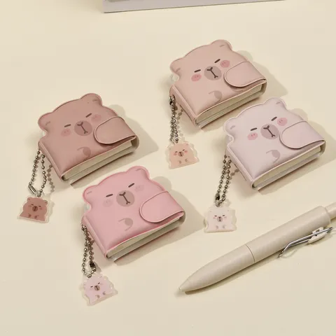 Mini Cute Cartoon Animal Pendant Notebook Keychain Portable PU Leather Memo Pad Student School Stationery Gift