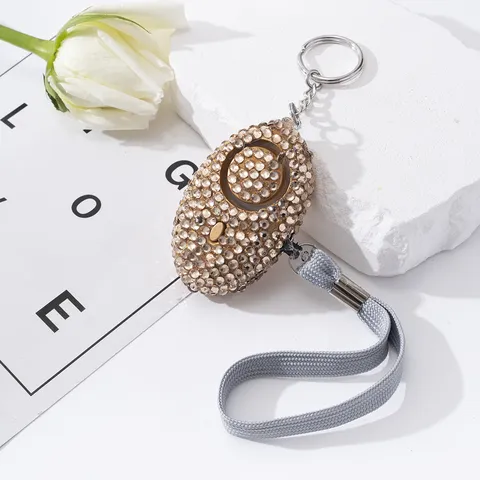 Personal Safety Alarm For Women Rhinestone Studded Loud Emergency Security Siren Keychain With LED Light Security Device