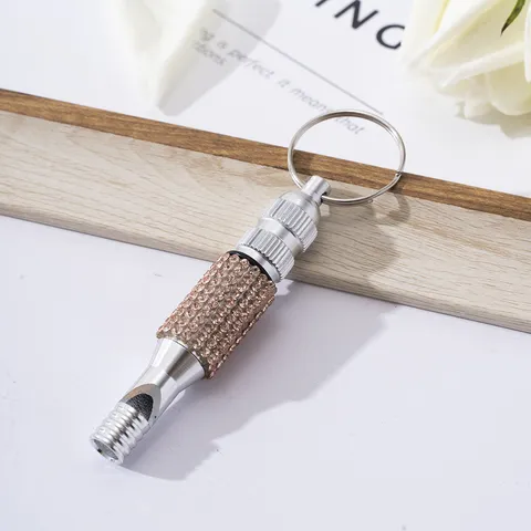 Aluminum Alloy Emergency Survival Whistle With Rhinestone Embellishment Double Tube Training Whistle Portable Keychain For Outdoor Camping Hiking