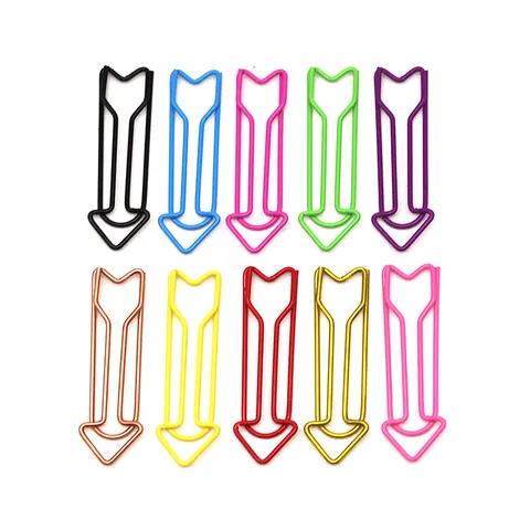 Creative Arrow Shape Metal Paper Clips Colorful Office Stationery Document Paperclip File Sorting Clips For School Office