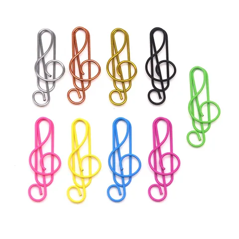 Creative Musical Note Paper Clips Metal Treble Clef Shape Colored Paperclips For Office School Stationery
