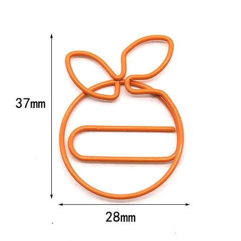 Creative Orange Fruit Shaped Metal Paper Clips Cute Cartoon Stationery Desk Accessories For Office School Document Organizing