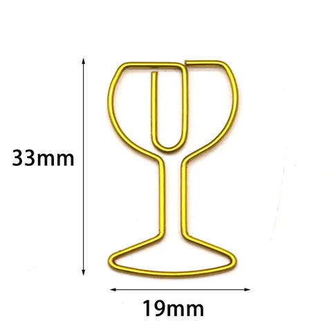 Creative Wine Glass Shaped Metal Paper Clips Colorful Cute Paperclips For Office School Stationery Document Filing