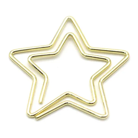 Creative Five-Pointed Star Metal Paper Clips Star Shaped Office Document Organizer Clips Gold Rose Gold Stationery