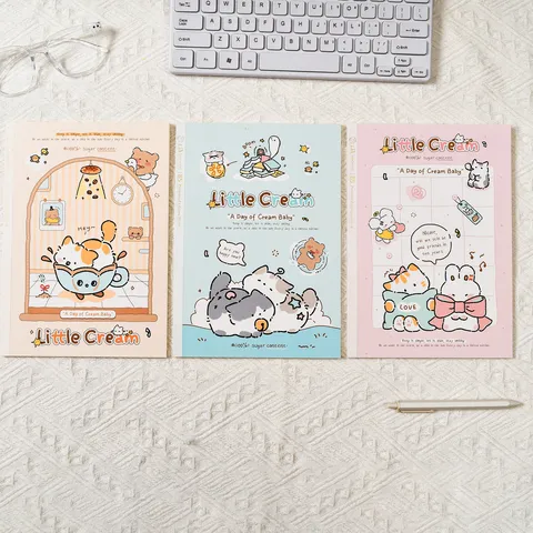 Leuk Cartoon Kat Patroon Papier Schrijfjournaal Student Dagelijks Dagboek Notitieboekje Kantoor Schoolbenodigdheden