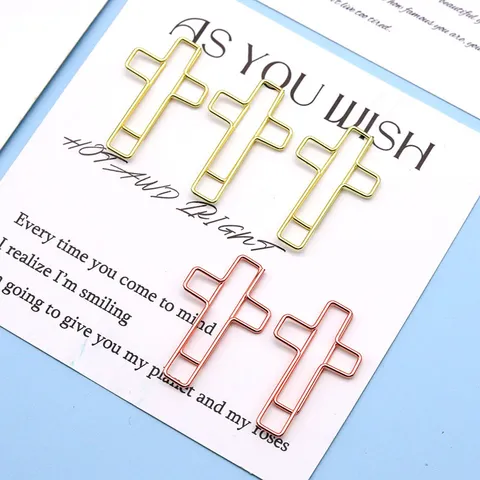 Kreative Metall Kreuzförmige Büroklammern Süße Gold Und Roségold Büro Binder Clips Lesezeichen Schreibwaren