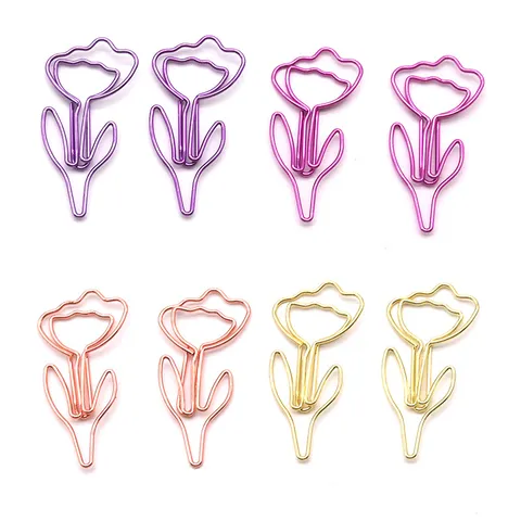 Creative Metal Flower Paper Clips Cute Colorful Shaped Bookmarks For File Document Classification Office School Supplies