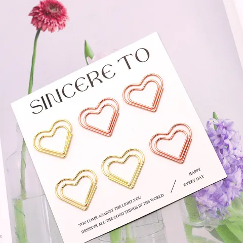 Metal Heart Paper Clips Cute Gold Rose Silver Decorative Clips For Office School File Organization And Bookmarks