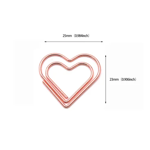 Metal Heart Paper Clips Cute Gold Rose Silver Decorative Clips For Office School File Organization And Bookmarks