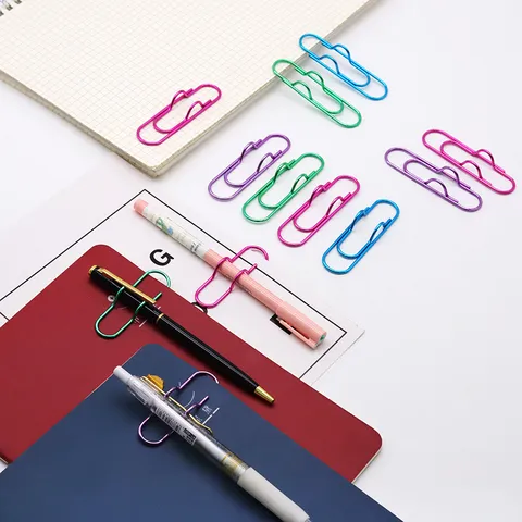 Creative Metal Paper Clips And Pen Holder Cute Shaped Colorful Bookmarks Stationery Clips For Office School