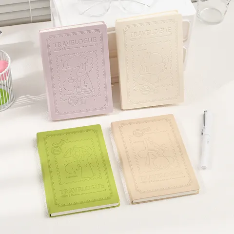 B6 Daily Planner Journal Notebook PU Leather Embossed Cute Rabbit Travelogue Diary For Office School Writing