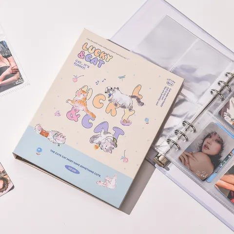 Xaritomeno Gata Photo Album 3 Inch Photocard Holder Binder Mini Loose Leaf Card Book Ins Style Animal Design Portable Stationery Storage