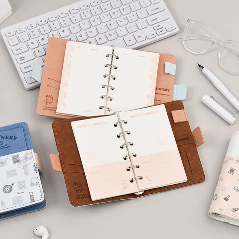Pocket Loose Leaf Leather Notebook Portable Planner Daily Schedule Journal Cute Stationery Notebook For Office School