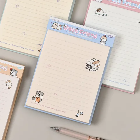 Bloc de Notas Rayado B6 Lindo Gato de Dibujos Animados Estudiante Notas Adhesivas Portátiles Kawaii Memo Pad Escritura Diaria Papelería