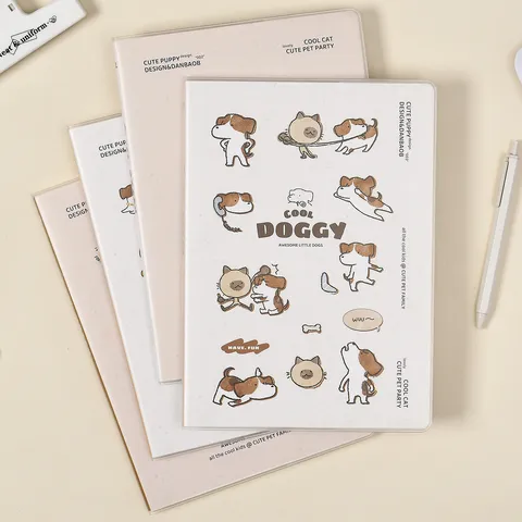 Carnet Ligné Chien de Dessin Animé Mignon Couverture PVC Journal d'Étudiant Bloc-Notes Écriture Journalier Fournitures Scolaires et de Bureau