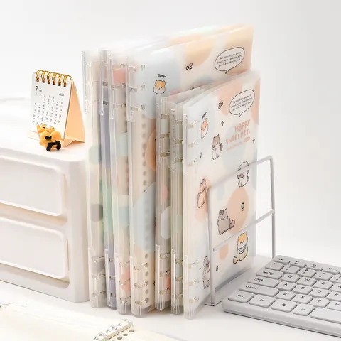 Cute Cartoon Animal Loose-Leaf Notebook Transparent Frosted Cover School Stationery Writing Pad