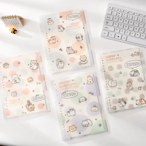 Cute Cartoon Animal Loose-Leaf Notebook Transparent Frosted Cover School Stationery Writing Pad