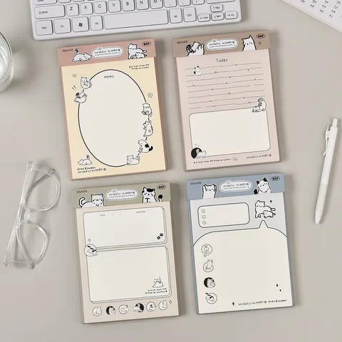 Blocco Note Carino Gatto Cartoon Strappabile Carta da Bozza Cancelleria per Studenti Taccuino Stile Giapponese