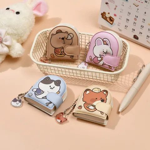 Mini Pendant Notebook Keychain Cute Cartoon Animal Design Portable Pocket Diary Memo Pad With Acrylic Pendant