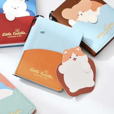 Cuaderno de Bolsillo Portátil Lindo Animal Dibujos Animados Cubierta de Cuero PU Pequeño Diario Agenda de Viaje Papelería