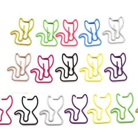 Cute Metal Cat Shape Paper Clips Creative Colored Iron Paperclips Animal Styling