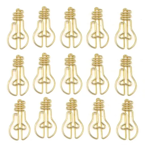 Creative Lightbulb Shaped Metal Paper Clips Cute Office Document Clips Decorative Fancy Stationery For School