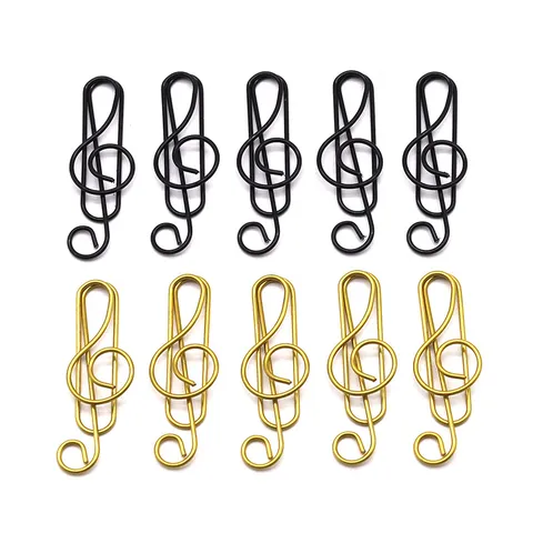 Creative Musical Note Paper Clips Metal Gold And Black Page Markers Cute Desk Accessories For Office School Supplies