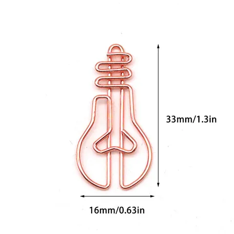 Creative Lightbulb Shaped Metal Paper Clips Cute Office Document Clips Decorative Fancy Stationery For School