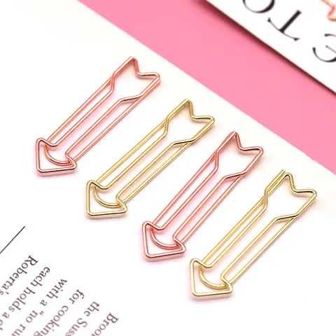 Creative Arrow Metal Paper Clips Gold Rose Gold Shaped Paperclips Document Binding Office School Supplies