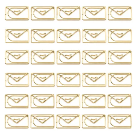 Creative Envelope Heart Metal Paper Clips Cute Bookmark Document Organizing Office Stationery Gold Rose Gold Paperclips