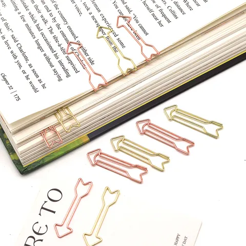 Creative Arrow Metal Paper Clips Gold Rose Gold Shaped Paperclips Document Binding Office School Supplies