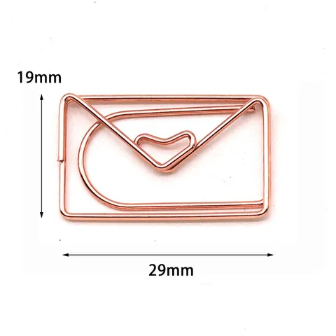 Creative Envelope Heart Metal Paper Clips Cute Bookmark Document Organizing Office Stationery Gold Rose Gold Paperclips