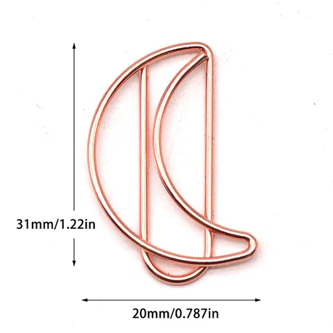 Cute Moon Shaped Metal Paper Clips Gold Rose Gold Silver Planner Clips Office School Stationery Supplies