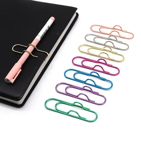 Creative Metal Pen Clip Multi-Function Paperclip Notebook Bookmark Office Stationery Accessories Portable Metal Clip
