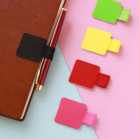 Creative Minimalist PU Leather Self Adhesive Pen Loop Holder Elastic Band For Notebook Tablet Office School Stationery Supplies