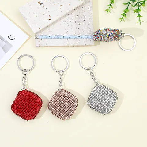 Mini Tragbares Teleskop Maßband Schlüsselanhänger Luxus Strass Messband Für Nähen Körper Messung Damen Mode Accessoire Geschenk
