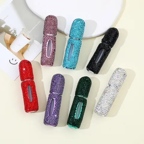 Bottiglia Atomizzatore Profumo Ricaricabile Portatile Mini Strass Incastonati a Mano Riempimento dal Basso Spray per Viaggio Donna Accessorio Moda