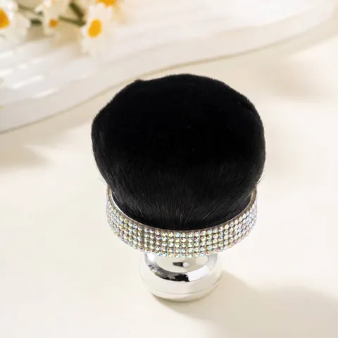 Brocha Grande para Polvos y Colorete con Cabeza de Champiñón Mango de Diamantes de Imitación Brocha de Maquillaje Profesional