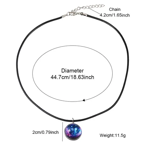 Collana Pietra del Tempo Sogno Cielo Stellato Ciondolo Sfera di Vetro Reversibile Catena in Corda di Pelle Gioielli Romantici Regalo Donna
