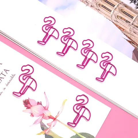 Creative Flamingo Metal Paper Clips Cute Animal Page Markers Decorative Bookmarks For Office School Document Organization
