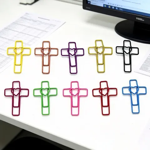 Creative Love Cross Shaped Metal Paper Clips And Bookmarks Cute Office Binding Clips