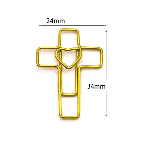 Creative Love Cross Shaped Metal Paper Clips And Bookmarks Cute Office Binding Clips