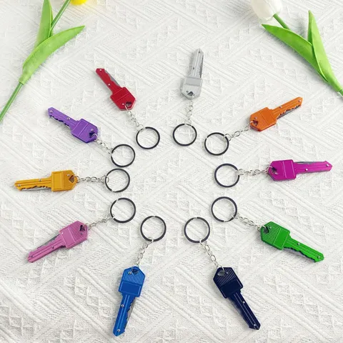 Mini Key Shaped Folding Knife Keychain Portable Multifunctional Stainless Steel Pocket Knife For Outdoor Camping EDC Tool