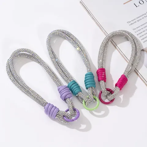 Luxus Strass Handy-Schlüsselband Handgelenkschlaufe Funkelndes Kristall DIY Handyhülle Anti-Verlust Armband Kette Damen Zubehör