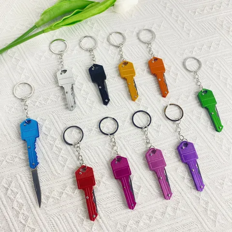 Mini Key Shaped Folding Knife Keychain Portable Multifunctional Stainless Steel Pocket Knife For Outdoor Camping EDC Tool