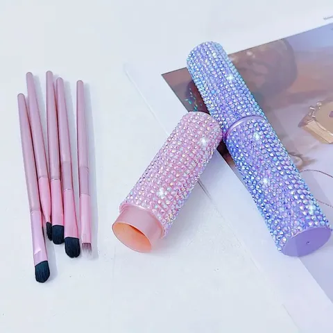 Kreative Make-up-Pinsel Mit Strasssteinen Und Glitzer-Aufbewahrungsbox Weiche Borsten Tragbare Lidschatten- Und Puder-Kosmetikpinsel