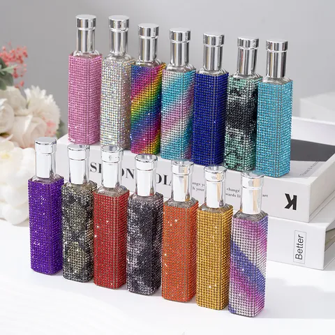 Rhinestone Refillable Perfume Atomizer Portable Glass Spray Bottle Luxurious Exquisite Travel Cosmetic Container For Women