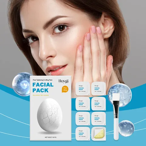 HOYGI Set de Mascarilla Facial Lifting Reducción de Poros Exfoliante Hidratante Iluminadora Mascarilla para el Cuidado de la Piel Con Brocha Aplicadora